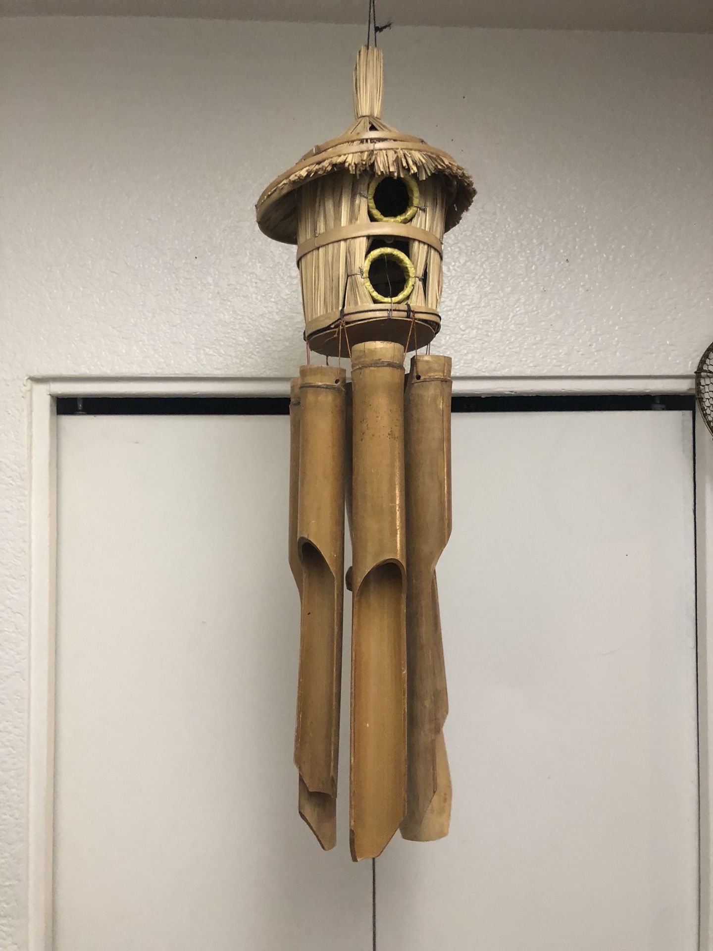 Bamboo And Wicker Bird House Wind Chime