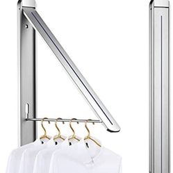 Retractable Clothes Rack Drying Racks for Laundry Foldable, Clothes Drying Rack Wall Mounted Folding Clothes Hanger Indoor Outdoor, Iron, for Laundry 