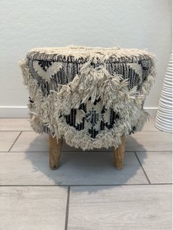Navy and White Ottoman / Footstool