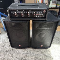 Harbinger LT1218 Speakers (Pair) & MÜV M120 Powered Mixer