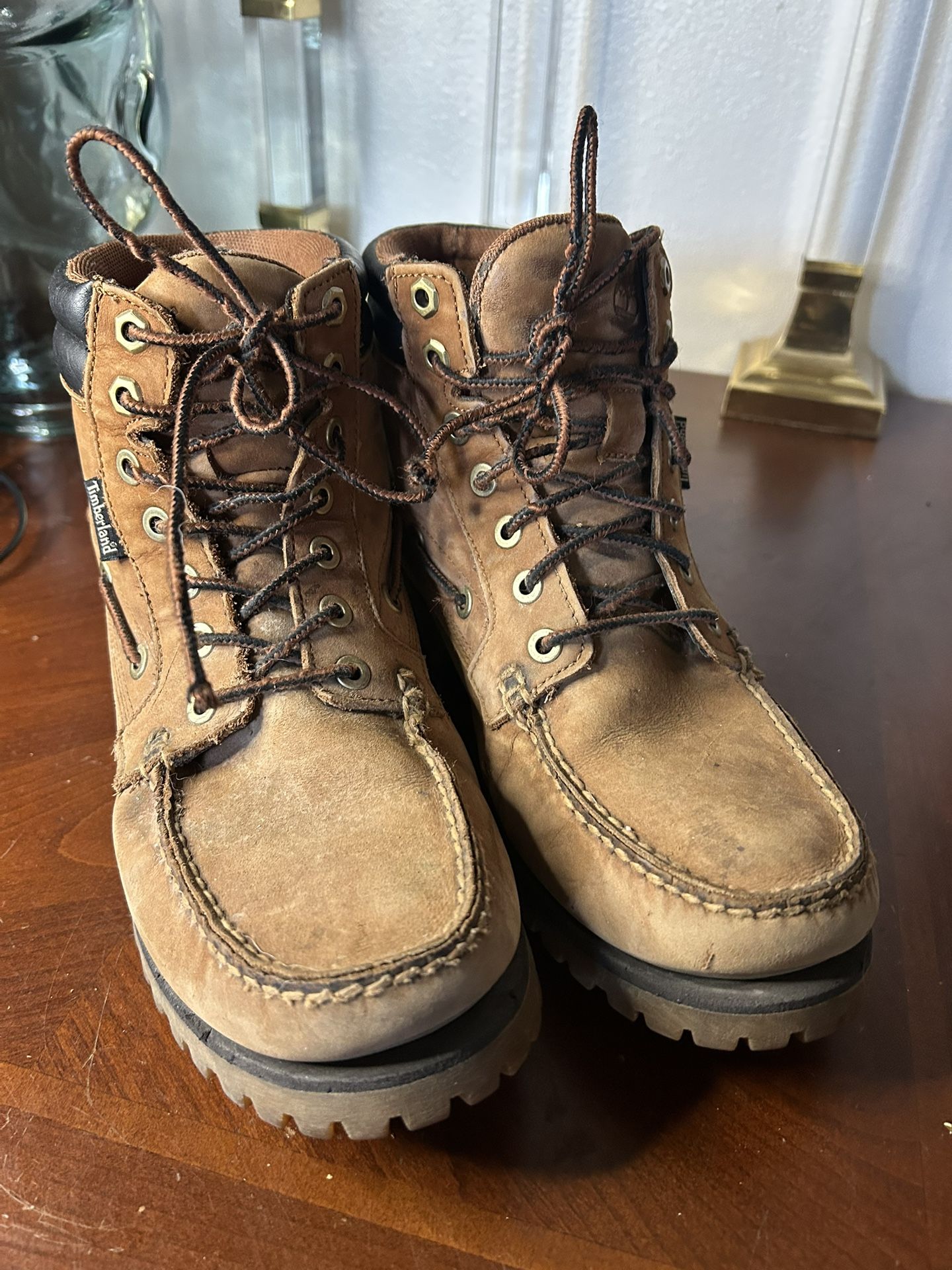 Timberland Oakwell 7 Eye Rust Brown Moc Toe Nubuck Boots  Size 9 M