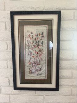 Framed Chinese Festival Embroidery Artwork