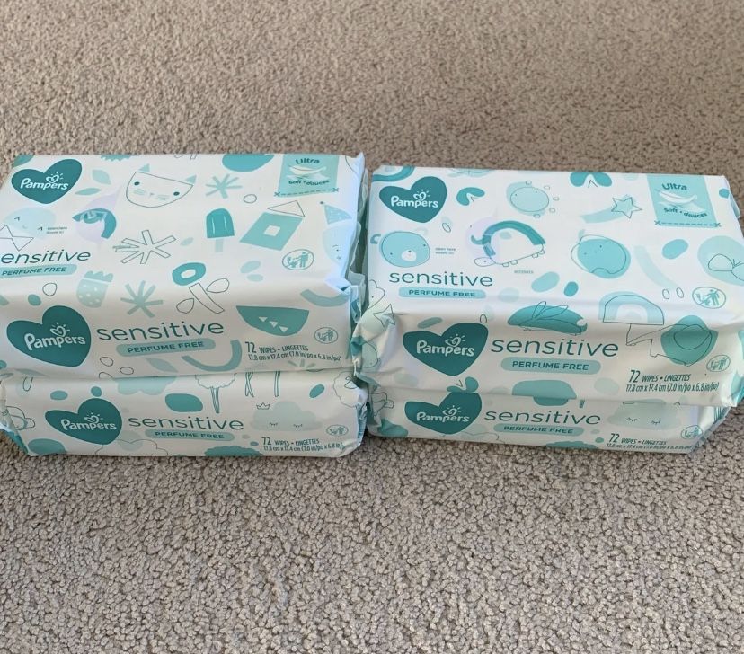 4 Packs Pampers Sensitive Baby Wipes Refills