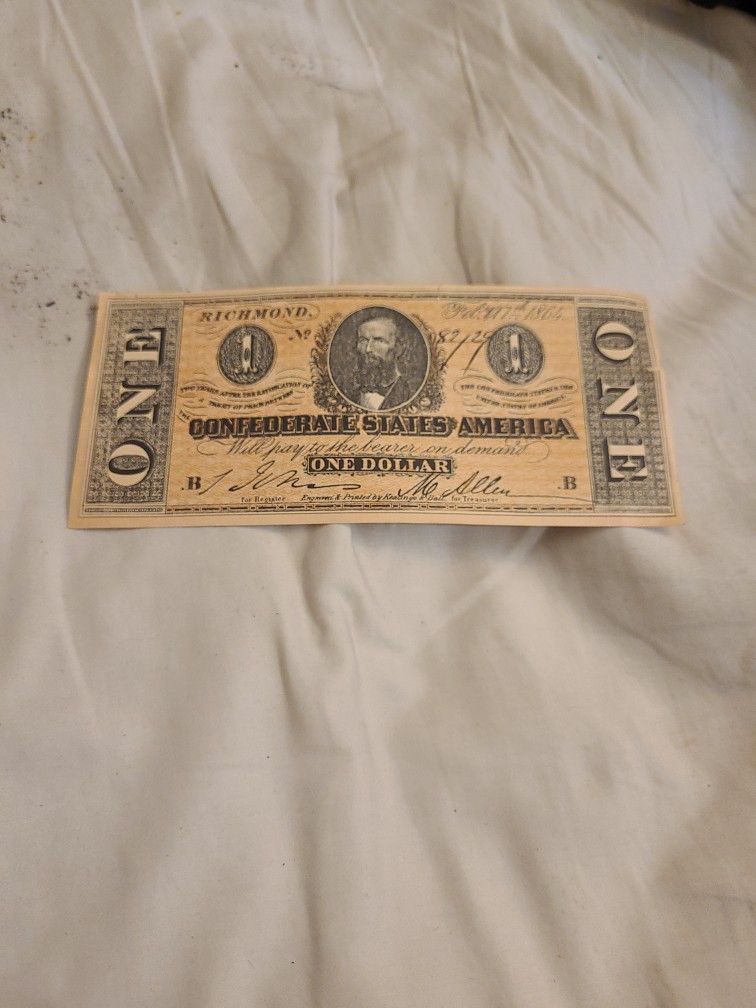 Confederate 1864 One Dollar Bill
