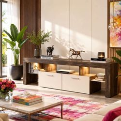 Modern Lighting For up to 75” TV Stand with Large Storage, TV Console with 20 Color LED Lights, Entertainment Center Media and Open Shelf.