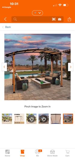 13 ft. x 8.5 ft. Steel Patio Pergola with Beige Shade Canopy and Bar Shelf by JOYSIDE › $515