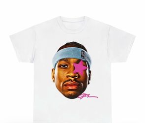 90s Retro Allen Iverson Graphic T-Shirt, Vintage Hip-Hop Vibes Crewneck Tee, Soft Breathable Short Sleeve Top