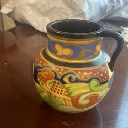 Preowned Art Pottery Pitcher With Handle 