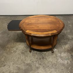 Vintage Antique French Provincial Table Oval Scalloped Top Slide Out Writing Tablet