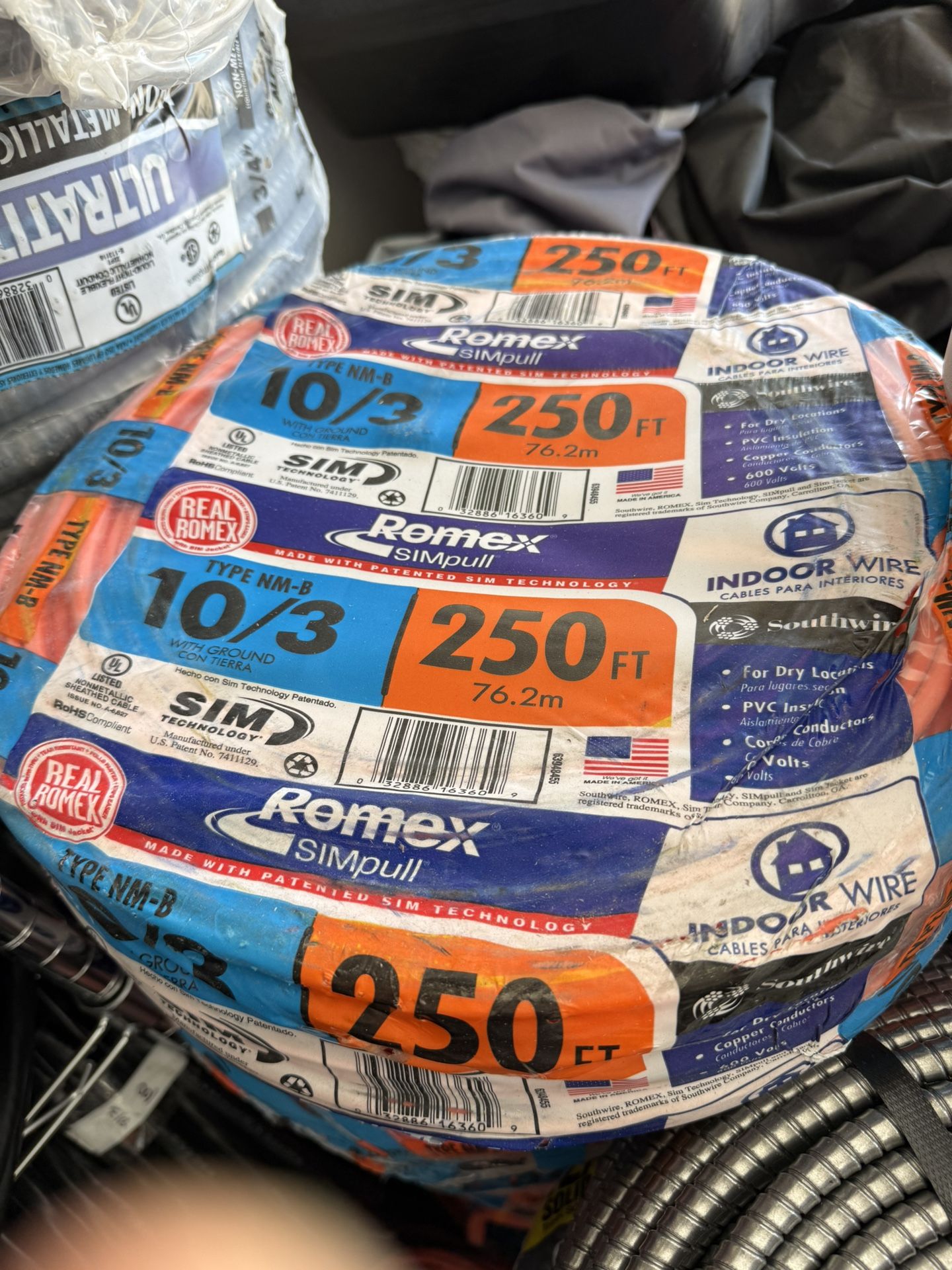 10/3 250ft Romex Copper Electric Wire New Roll