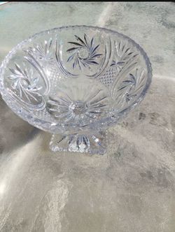Big crystal cut base, 9.5 wide by 8 inches tall