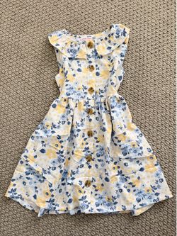 Floral Collared Picnic Girls Dress