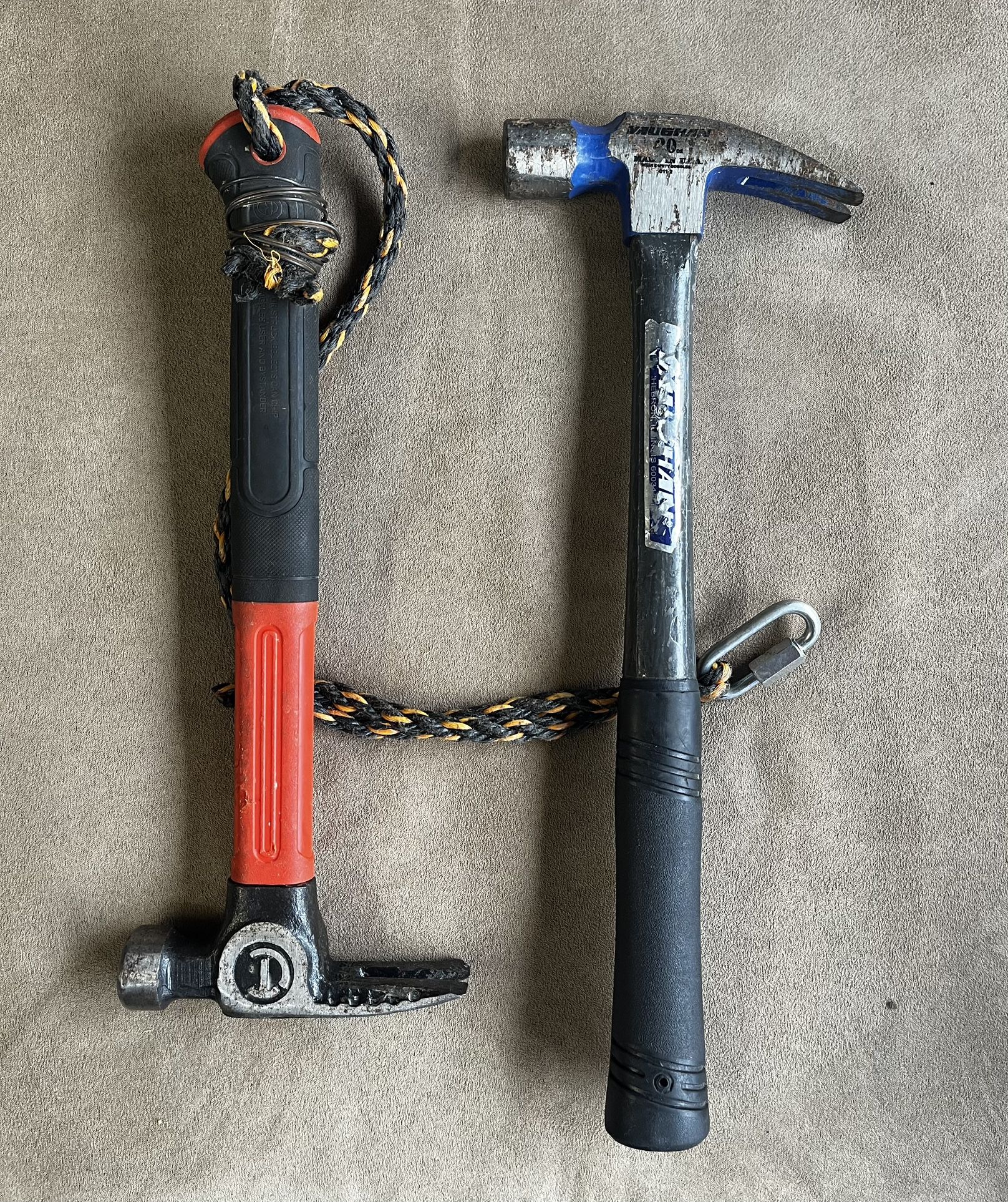 20 oz FIBERGLASS GENERAL PURPOSE HAMMER 70% LESS VIBRATION CRESCENT CHFGP20 & VAUGHAN Steel Eagle Curved Claw Hammer, Made In The USA, Shock Block, ⬇️