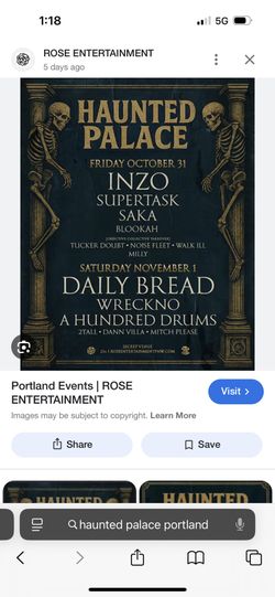 2 Tickets Daily bread/ Haunted Palace