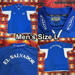 El Salvador Vintage Milan Soccer Blue Collar Jersey Men’s Size Large