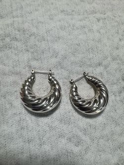 Silver Twisted Chunky Hoop Earrings
