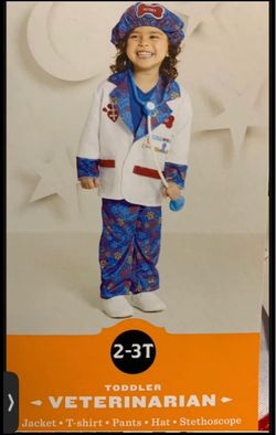 New toddler size 2T/3T deluxe veterinarian costume - jacket - shirt - pants - hat - stethoscope