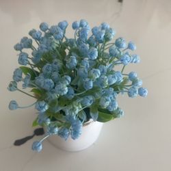 Zeyune Large Summer Artificial Flowers Potted Centerpieces Desktop Fake Floral Plants in Macaron Pot Greenery for Spring Office Table Home Indoor