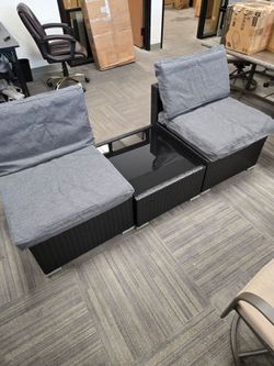 Outdoor Wicker Sectional Sofa Set with Coffee Table