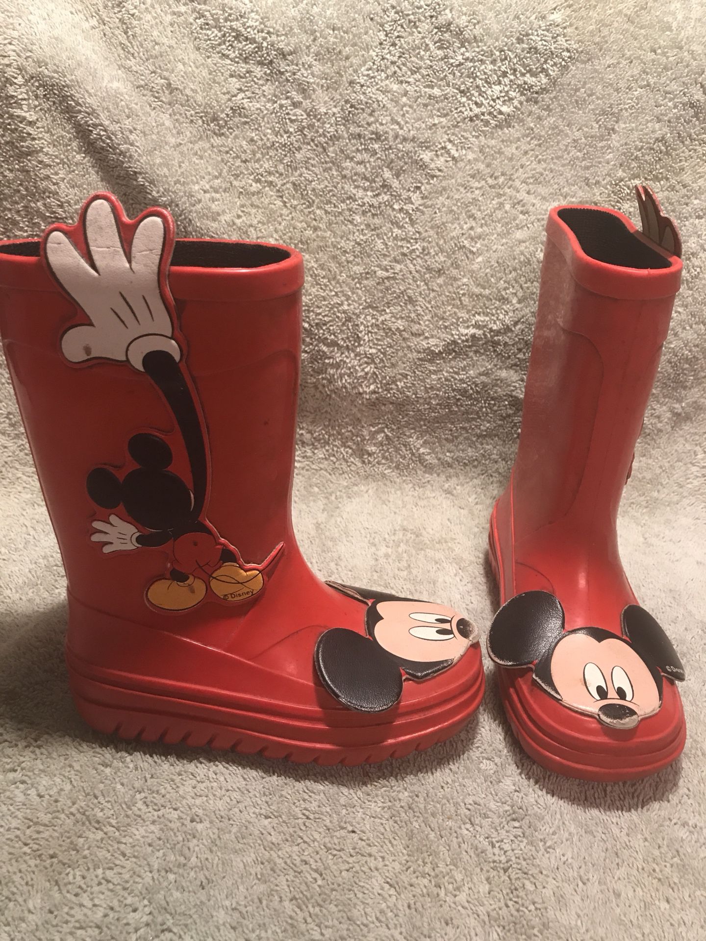 Disney Mickey Mouse kids red rain boots size 9