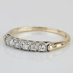 Circa 1950 14K 18K Two Tone Diamond Wedding Band Vintage Mid Century Retro Ring 