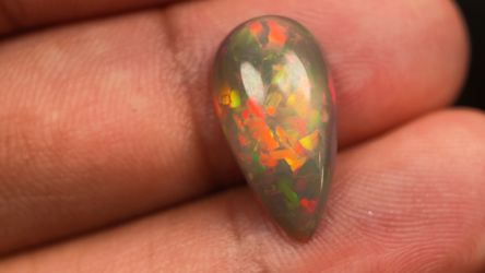 Natural Ethiopian Welo Opal 4.1 Ct Pear Cabochon Multi Fire Loose Gemstone