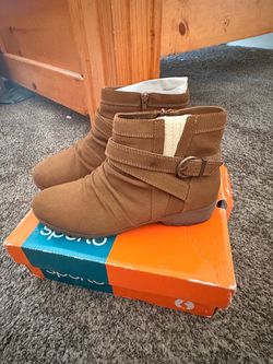 Sporto Tan Suede Ankle Boots with Buckle