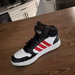 Black/Red/White/Gold Adidas High Top Boys Sneakers