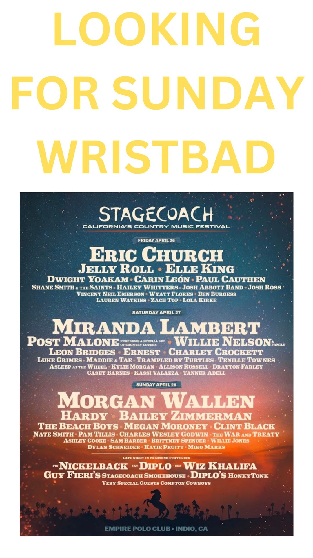 ISO STAGECOACH SUNDAY WRISTBAND