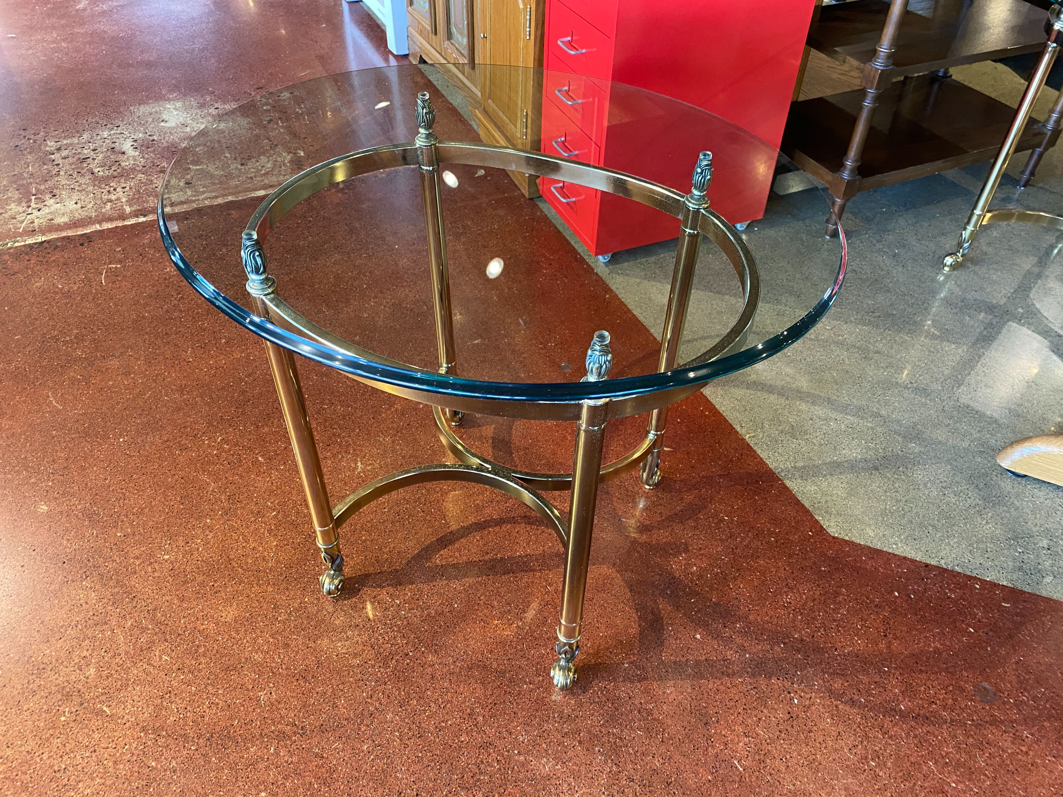 Brass Framed End Table with Glass Top