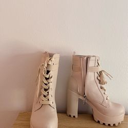 Cream boots 30 obo size 7