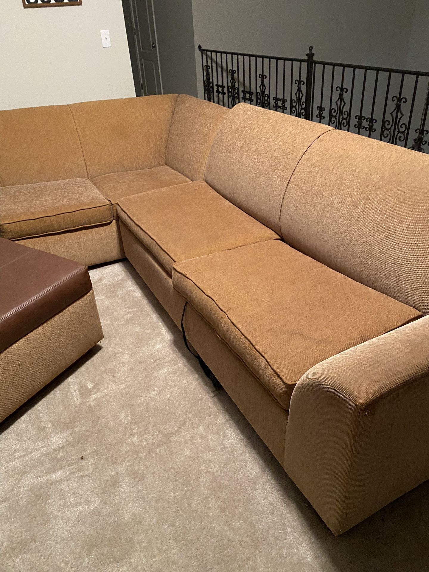 Gold Sectional With Full Size Sleeper