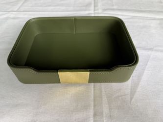 New Green Leather Desk Valet Tray – Catch-All Organizer 