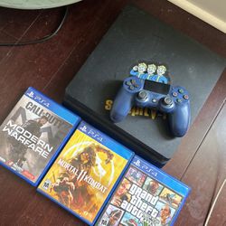 PS4 Slim w/ Games and Controller