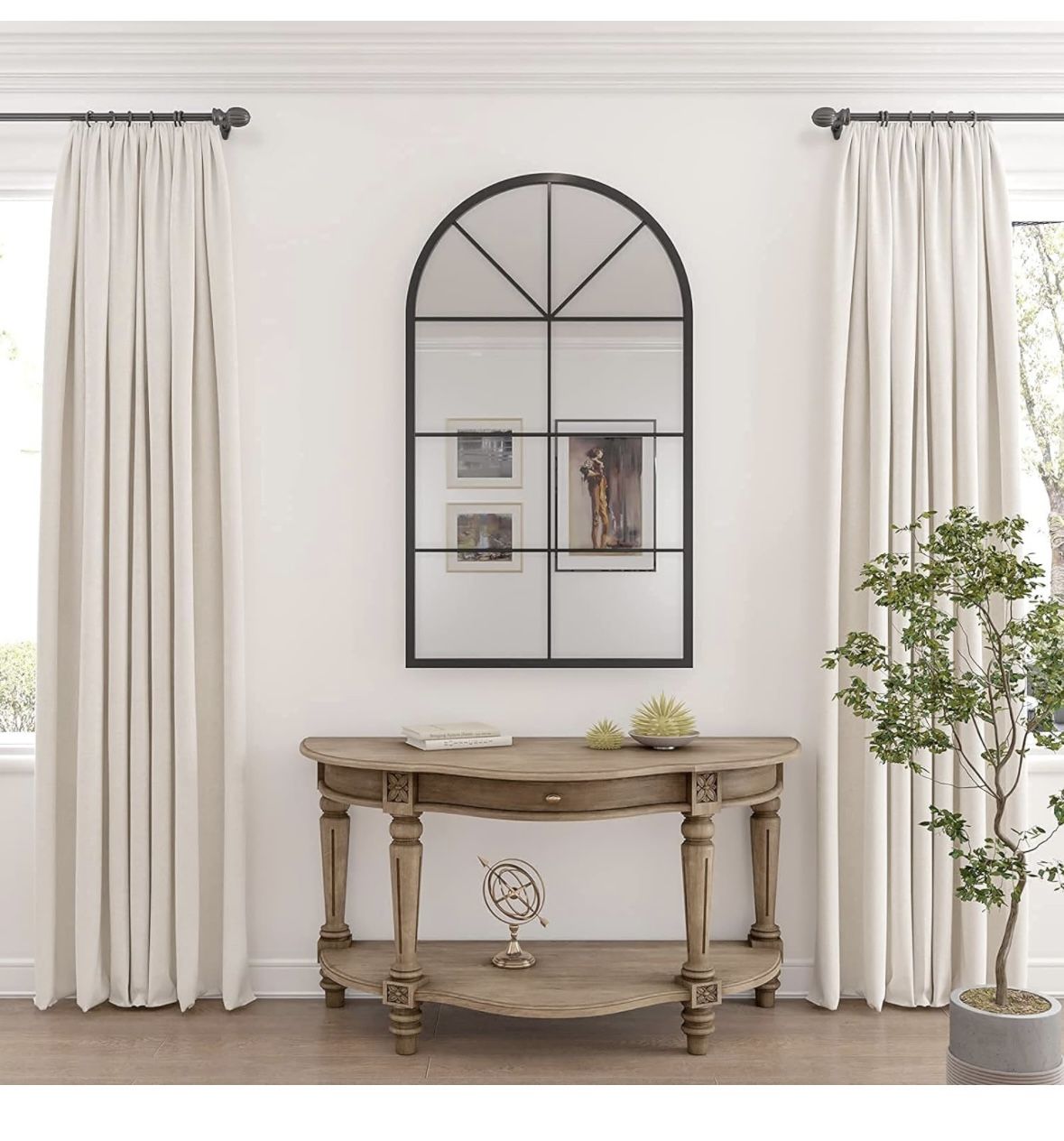 Metal arched wall mirror