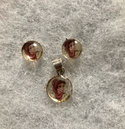 Belle or Jasmine Princess earrings and charm.