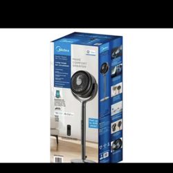 Midea 44" Tall 12-Speed Smart Pedestal Fan with Air Circulator, Model MSFS07RW6GB, Black