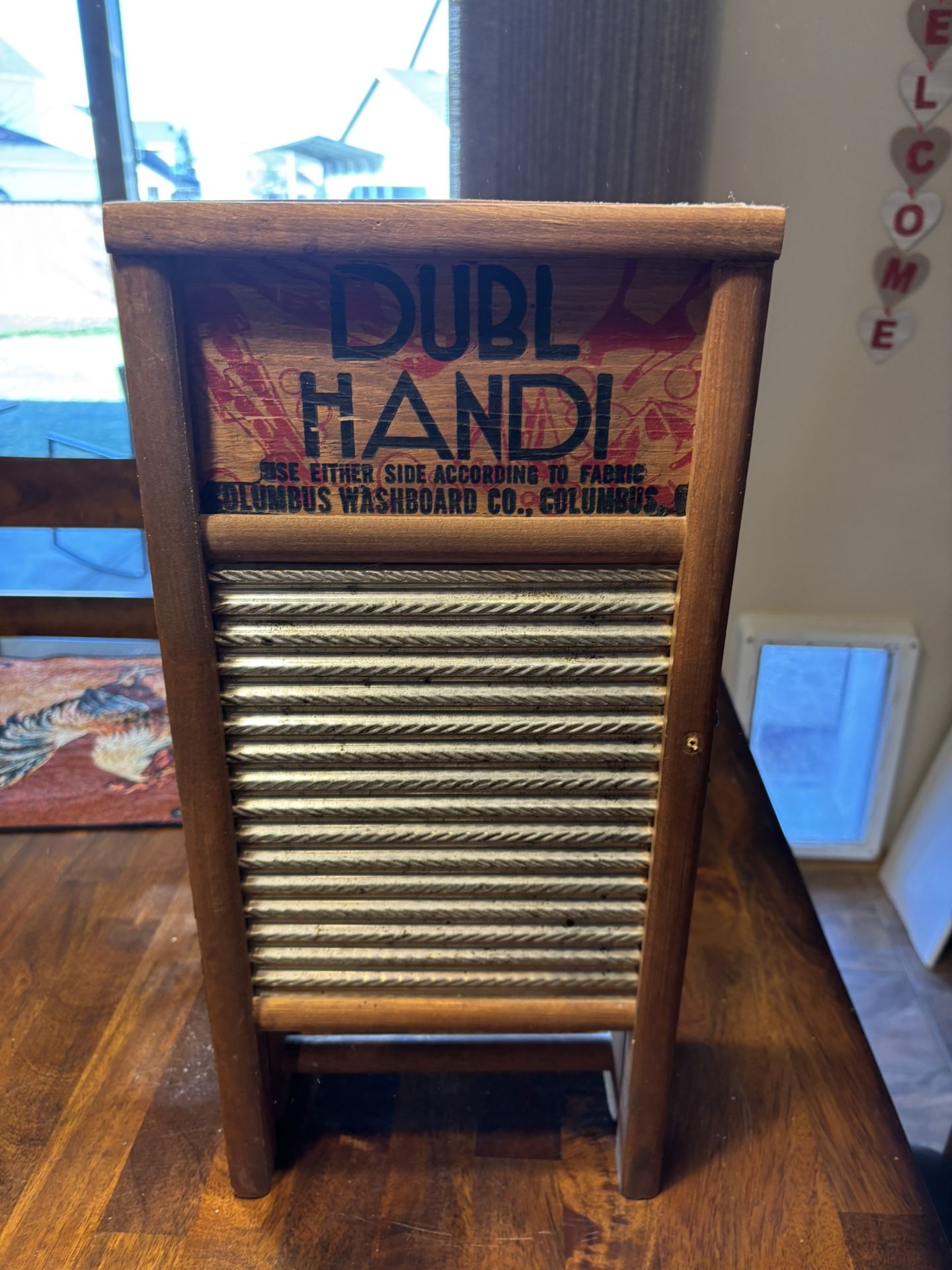 Vintage Wood Dubl Handi Co Columbus Ohio Wash Board Cabinet 8 1/2" x 18"