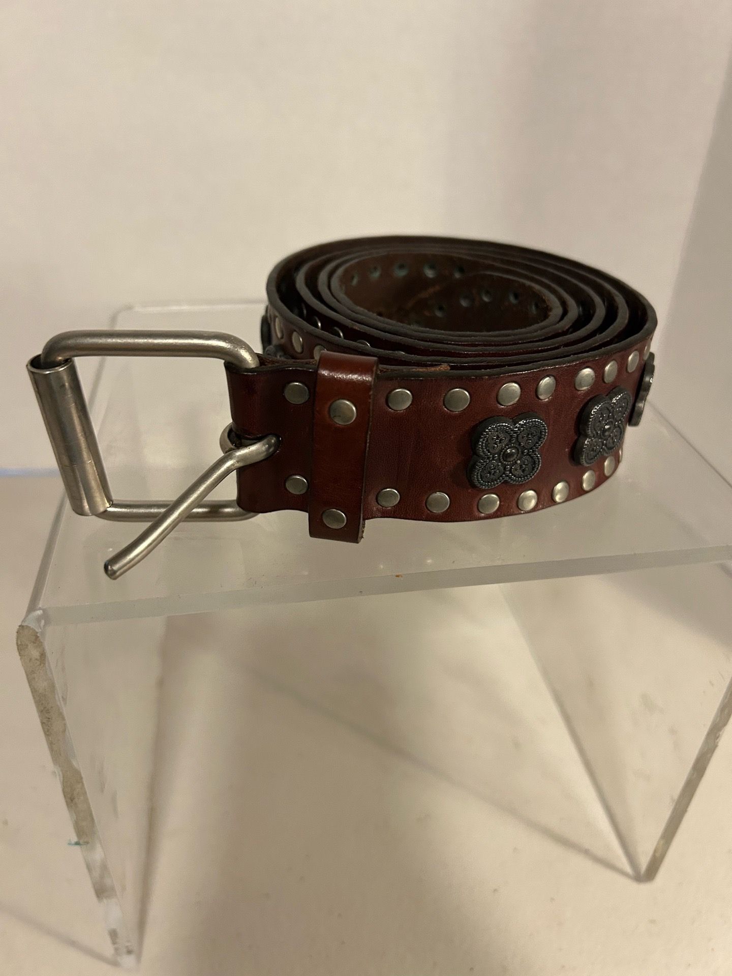 Nanni — Italian Metal Embellished Leather Belt 46” Long- $70 CASH