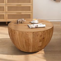 32” Natural Wood Bowl Shaped Storage Coffee Table [NEW IN BOX] ** Retails For $380