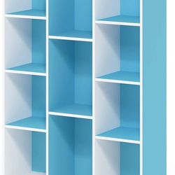 White And Baby Blue 11 Cube Book Shelf