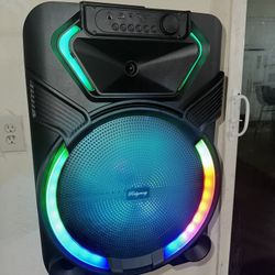 Rechargeable Music player - 15” Woofer  MICROPHONE & CHARGER INCLUDED ! Bluetooth - Fm Radio - Rechargeable  USB PORT - SD MEMORY SLOT - Portable  Com