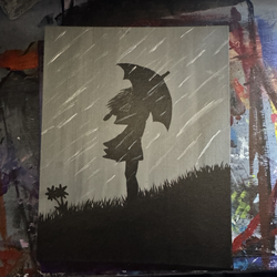 Girl in the Rain with Umbrella - 8x10