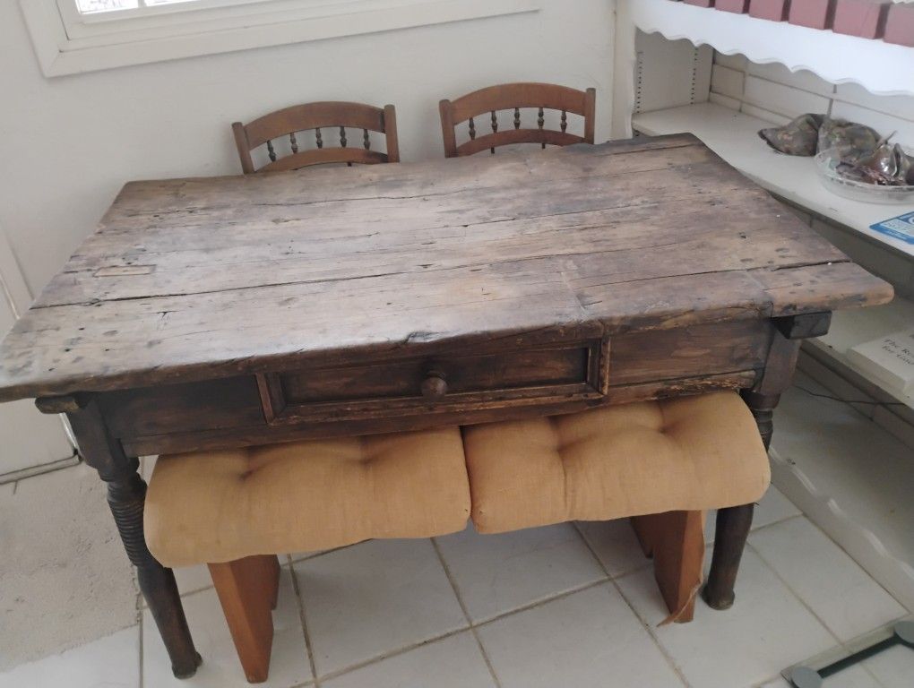 18th Century Table 2 Chairs & Bench
