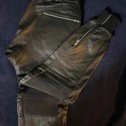 MR. RIEGILLIO 100% Leather Jogger Style Black Pants