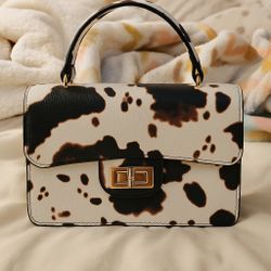 Cow Print Leather Mini Purse – Gold Hardware – 