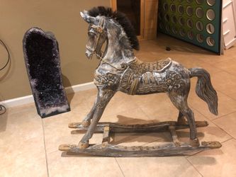 Vintage home decor all wood rocker horse 40” tall