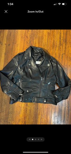 Black motorcycle faux leather Jacket