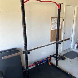 (New)Adjustable Squat and Bench Press rack With a (Used)barbell 