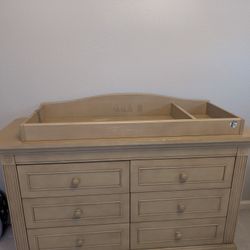 Baby Cache Beige Dresser and Crib, plus Rocking Chair